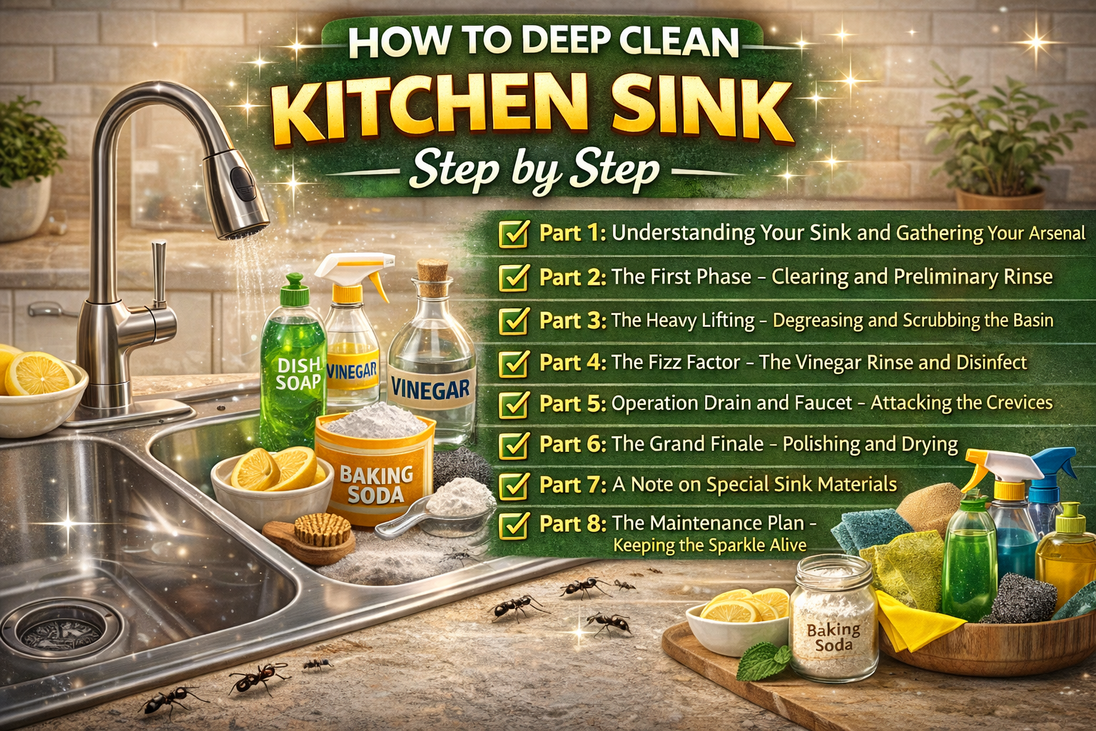 How to Deep Clean Kitchen Sink Step by Step